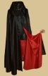 Vampire-like circular cloak, made of black satin and lined in red