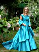 Turquoise bridal dress with bateau neckline